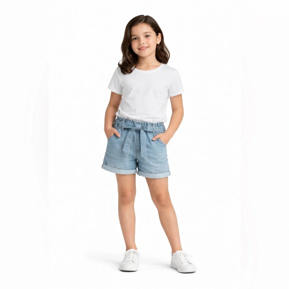 Abercrombie Kids Blue Jean Shorts with Elastic Waist and Bow
